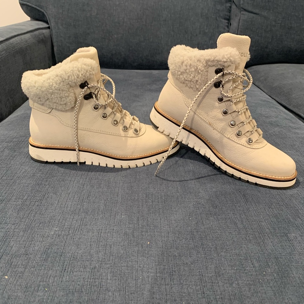 Cole Haan Cream Grandexplore Hiker Winter Boots